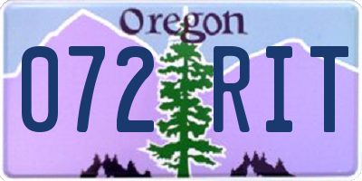OR license plate 072RIT