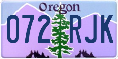 OR license plate 072RJK
