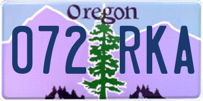 OR license plate 072RKA