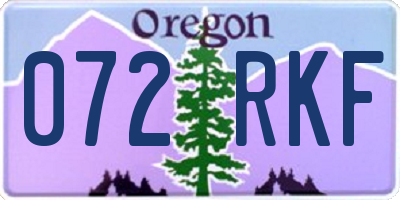 OR license plate 072RKF