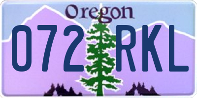 OR license plate 072RKL