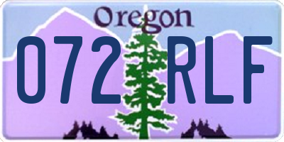 OR license plate 072RLF