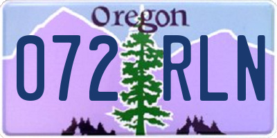 OR license plate 072RLN
