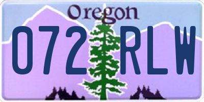 OR license plate 072RLW