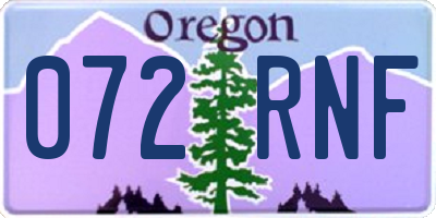 OR license plate 072RNF