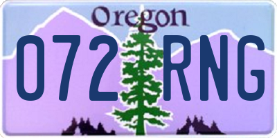 OR license plate 072RNG