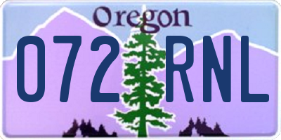 OR license plate 072RNL