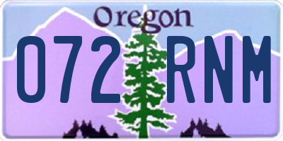 OR license plate 072RNM