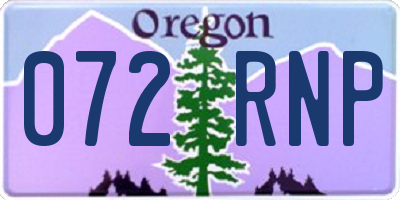 OR license plate 072RNP