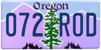 OR license plate 072ROD