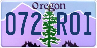 OR license plate 072ROI