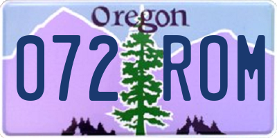 OR license plate 072ROM