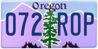 OR license plate 072ROP