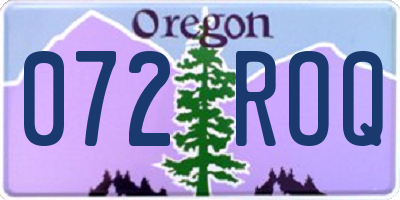 OR license plate 072ROQ