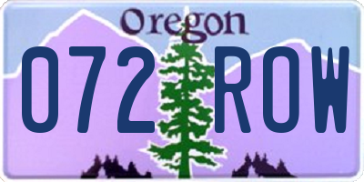 OR license plate 072ROW