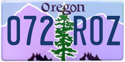 OR license plate 072ROZ