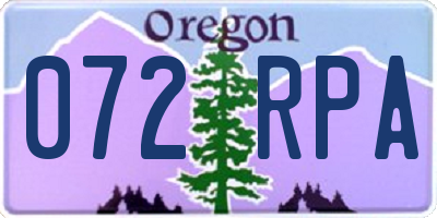 OR license plate 072RPA