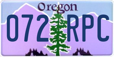 OR license plate 072RPC