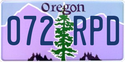 OR license plate 072RPD