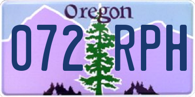 OR license plate 072RPH