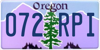 OR license plate 072RPI