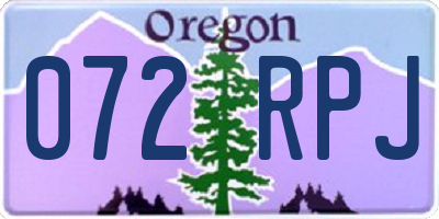 OR license plate 072RPJ