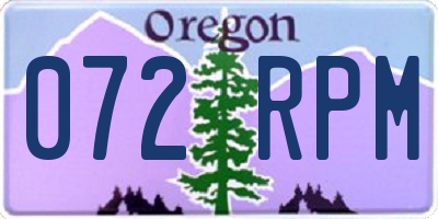 OR license plate 072RPM