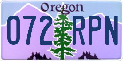 OR license plate 072RPN