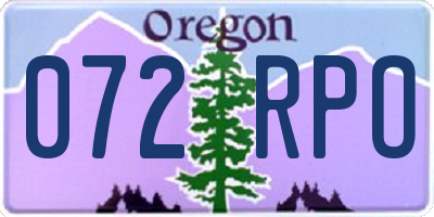 OR license plate 072RPO
