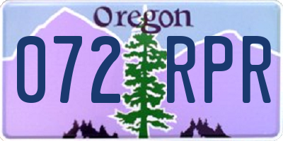 OR license plate 072RPR