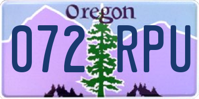 OR license plate 072RPU