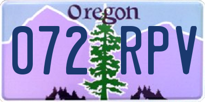 OR license plate 072RPV