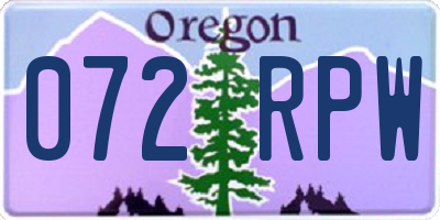 OR license plate 072RPW