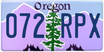 OR license plate 072RPX