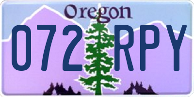OR license plate 072RPY