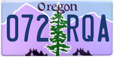 OR license plate 072RQA