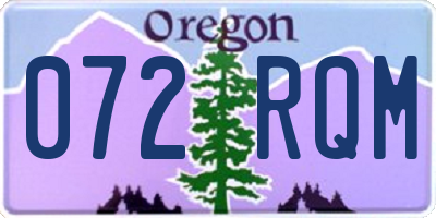 OR license plate 072RQM