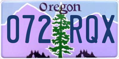 OR license plate 072RQX