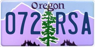 OR license plate 072RSA