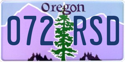 OR license plate 072RSD
