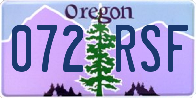 OR license plate 072RSF