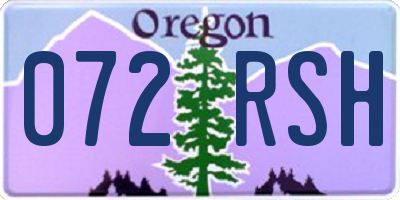 OR license plate 072RSH