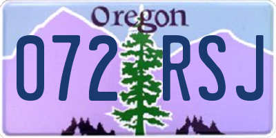 OR license plate 072RSJ