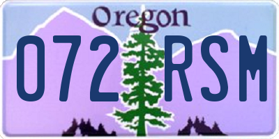 OR license plate 072RSM