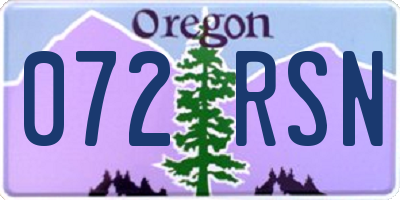 OR license plate 072RSN