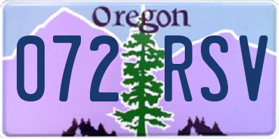 OR license plate 072RSV