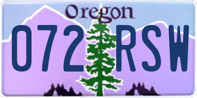 OR license plate 072RSW