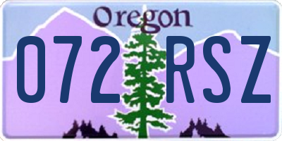 OR license plate 072RSZ
