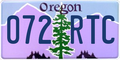 OR license plate 072RTC