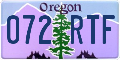 OR license plate 072RTF